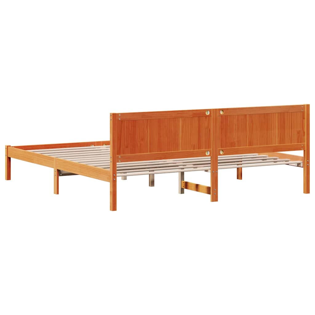 Struttura del letto Marrone 200 x 200 cm Legno massello di pino | homemem39