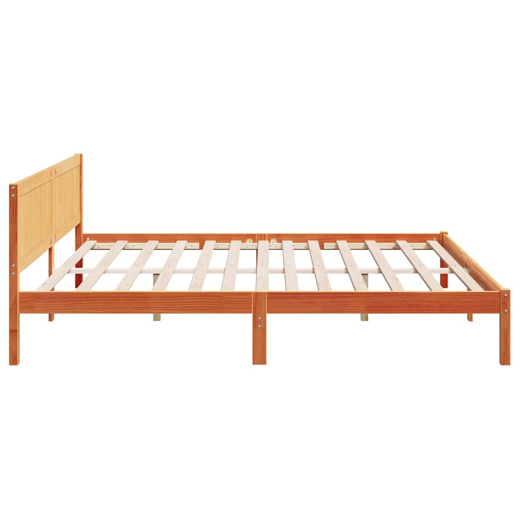 Struttura del letto Marrone 200 x 200 cm Legno massello di pino | homemem39