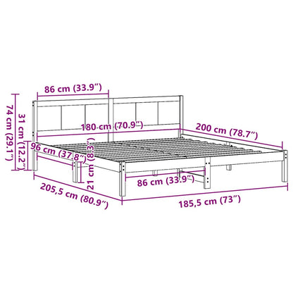 Struttura del letto Marrone 180 x 200 cm Legno massello di pino