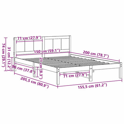 Struttura del letto Bianco 150 x 200 cm Legno massello di pino | homemem39