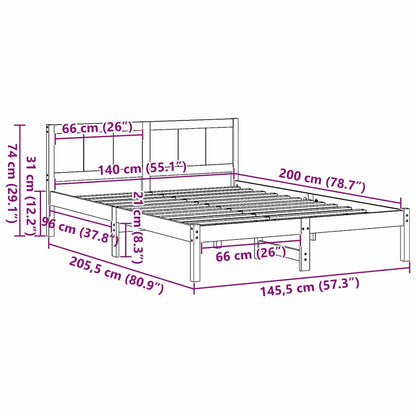 Struttura del letto Bianco 140 x 200 cm Legno massello di pino | homemem39