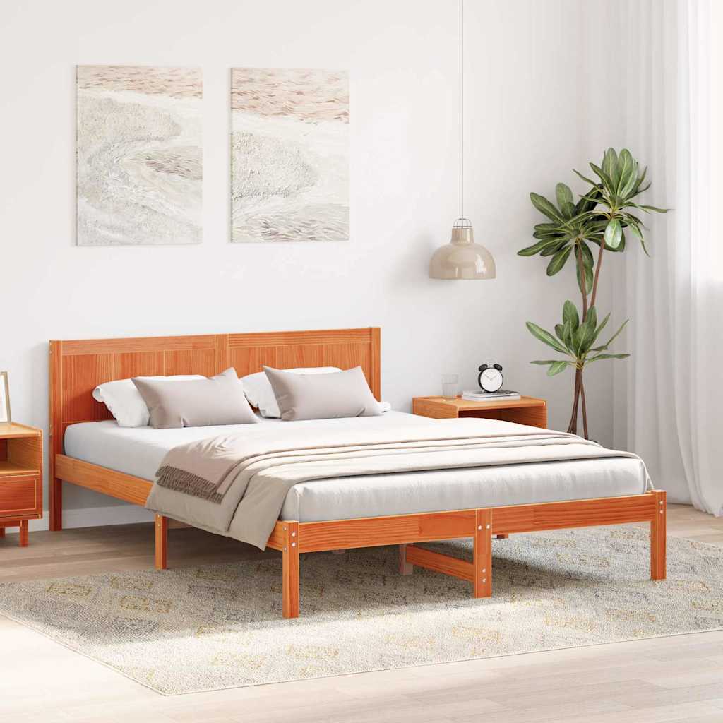Struttura del letto Marrone 140 x 200 cm Legno massello di pino | homemem39