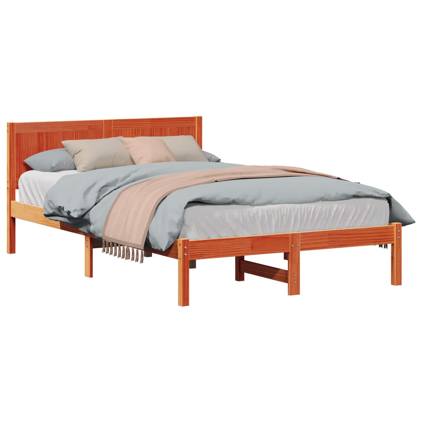 Struttura del letto Marrone 135 x 190 cm Legno massello di pino | homemem39