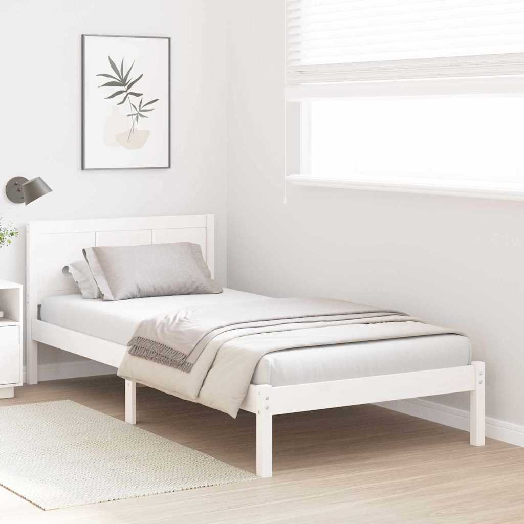 Struttura del letto Bianco 75 x 190 cm Legno massello di pino | homemem39