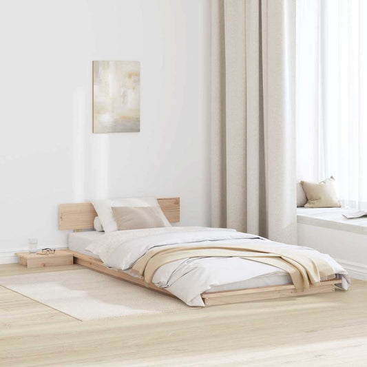 Struttura del letto con testiera Marrone 90 x 200 cm legno | homemem39