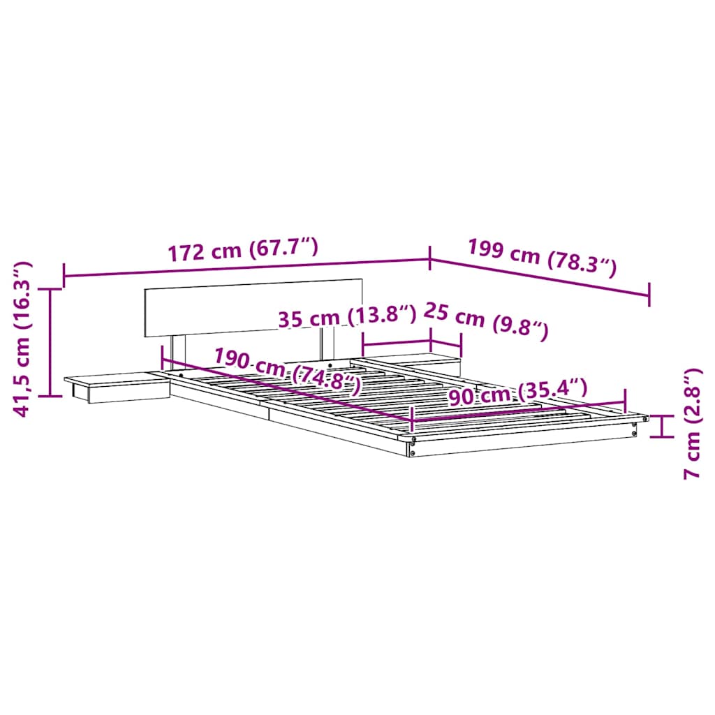 Struttura del letto Bianco 90 x 190 cm legno | homemem39