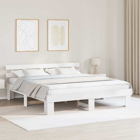 Struttura del letto Bianco 200 x 200 cm Pino massello