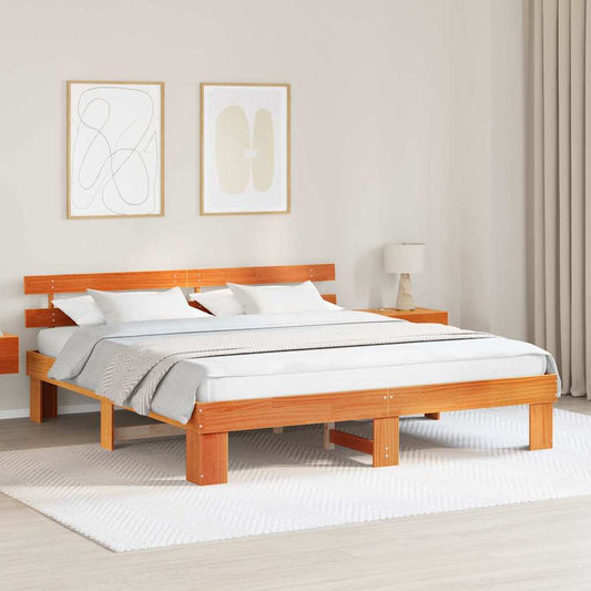 Struttura del letto Marrone cerato 200 x 200 cm Pino massello | homemem39