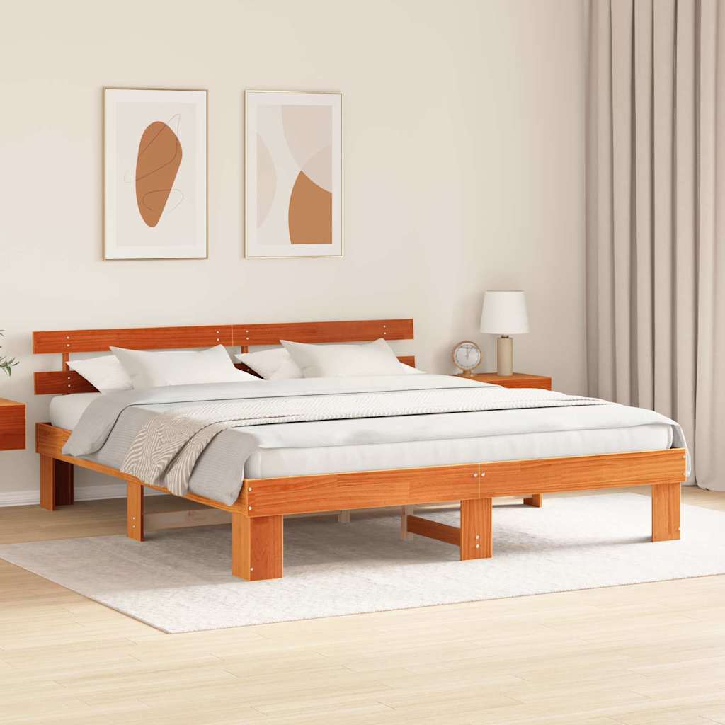 Struttura del letto Marrone cerato 200 x 200 cm Pino massello | homemem39