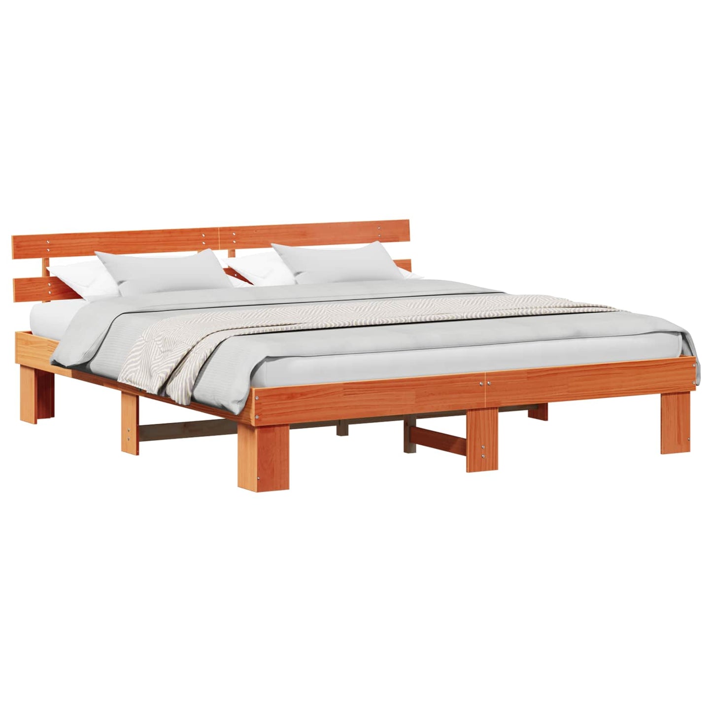Struttura del letto Marrone cerato 200 x 200 cm Pino massello | homemem39