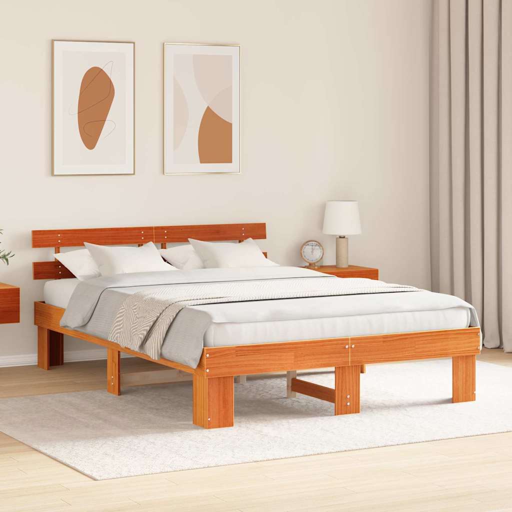 Struttura del letto Marrone cerato 160 x 200 cm Pino massello | homemem39