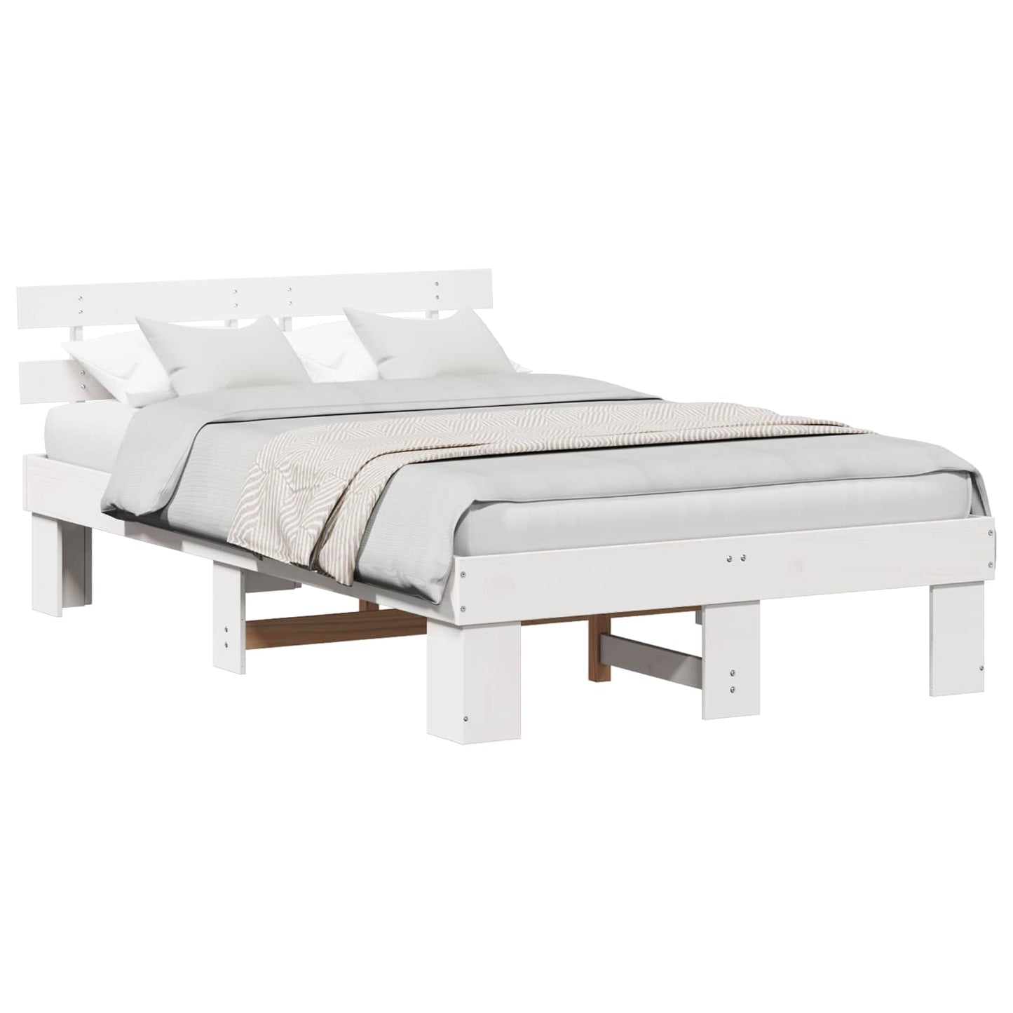 Struttura del letto Bianco 140 x 190 cm Pino massello | homemem39