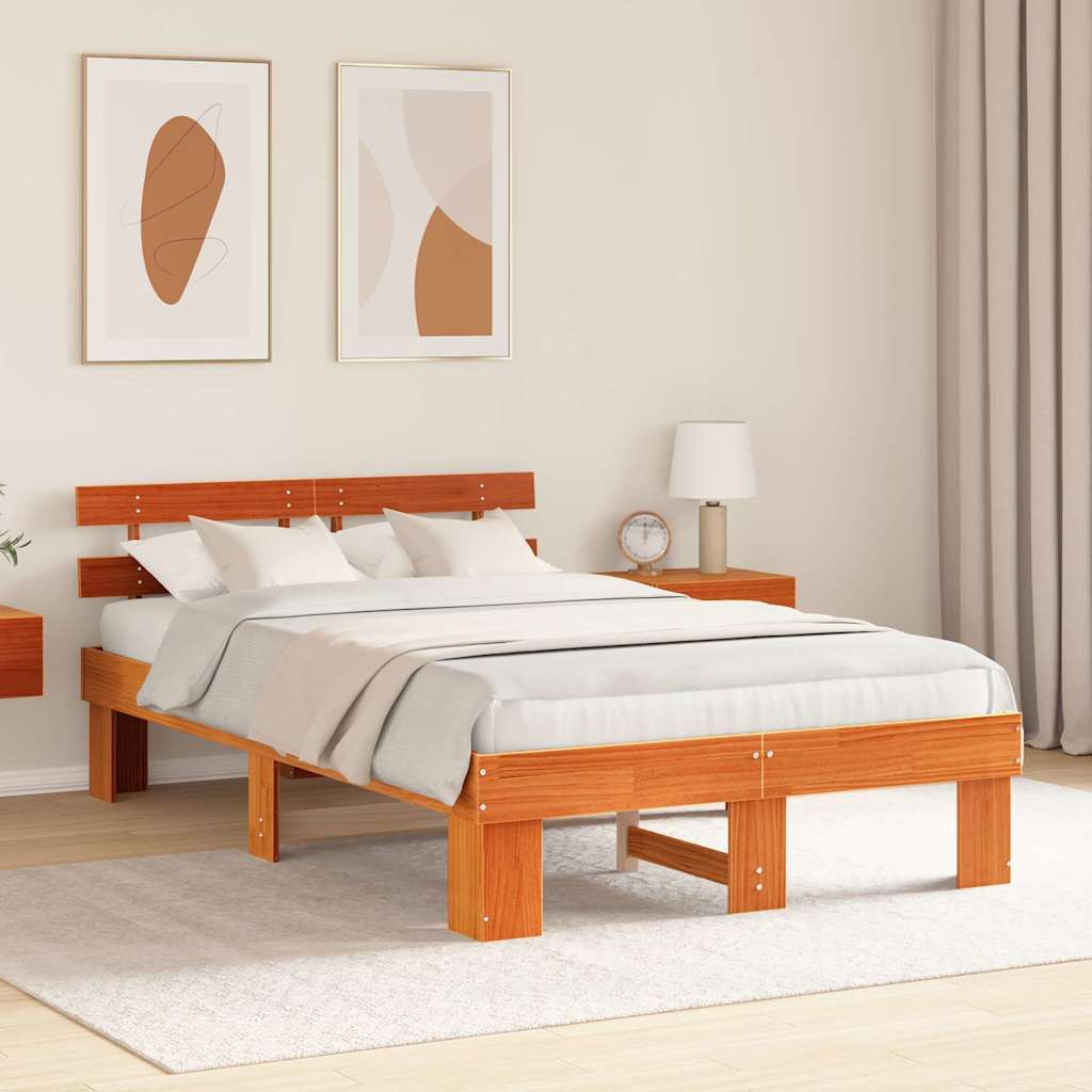 Struttura del letto Marrone cerato 135 x 190 cm Pino massello | homemem39