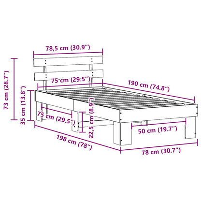 Struttura del letto Naturale 75 x 190 cm Pino massello | homemem39