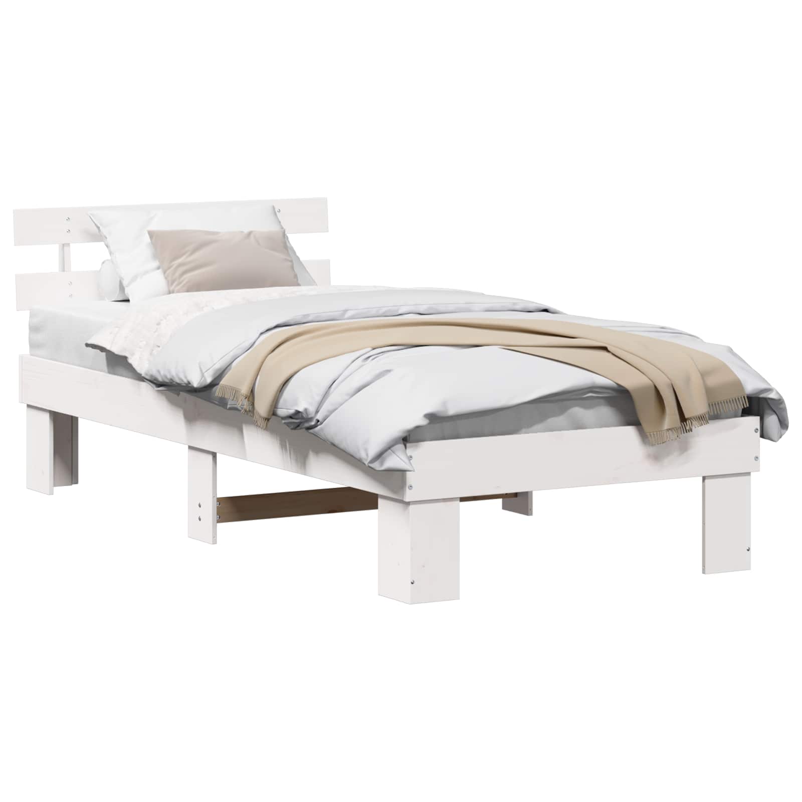 Struttura del letto Bianco 75 x 190 cm Pino massello | homemem39