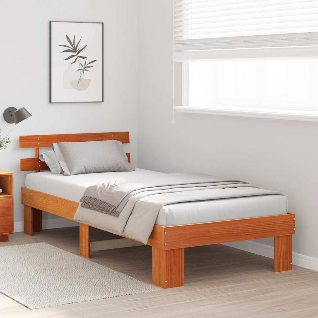 Struttura del letto Marrone cerato 75 x 190 cm Pino massello | homemem39