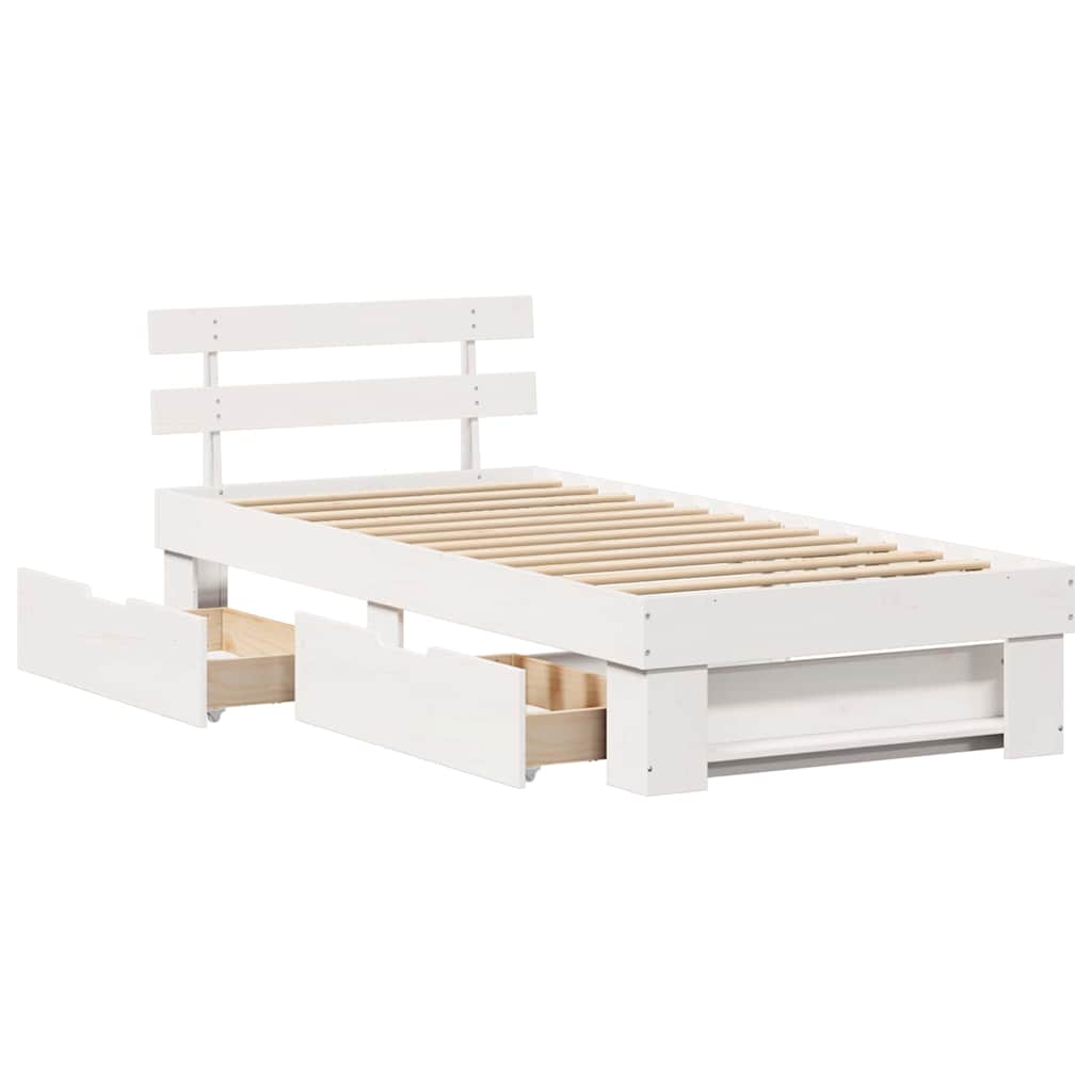 Struttura del letto Bianco 100 x 200 cm Pino massello | homemem39