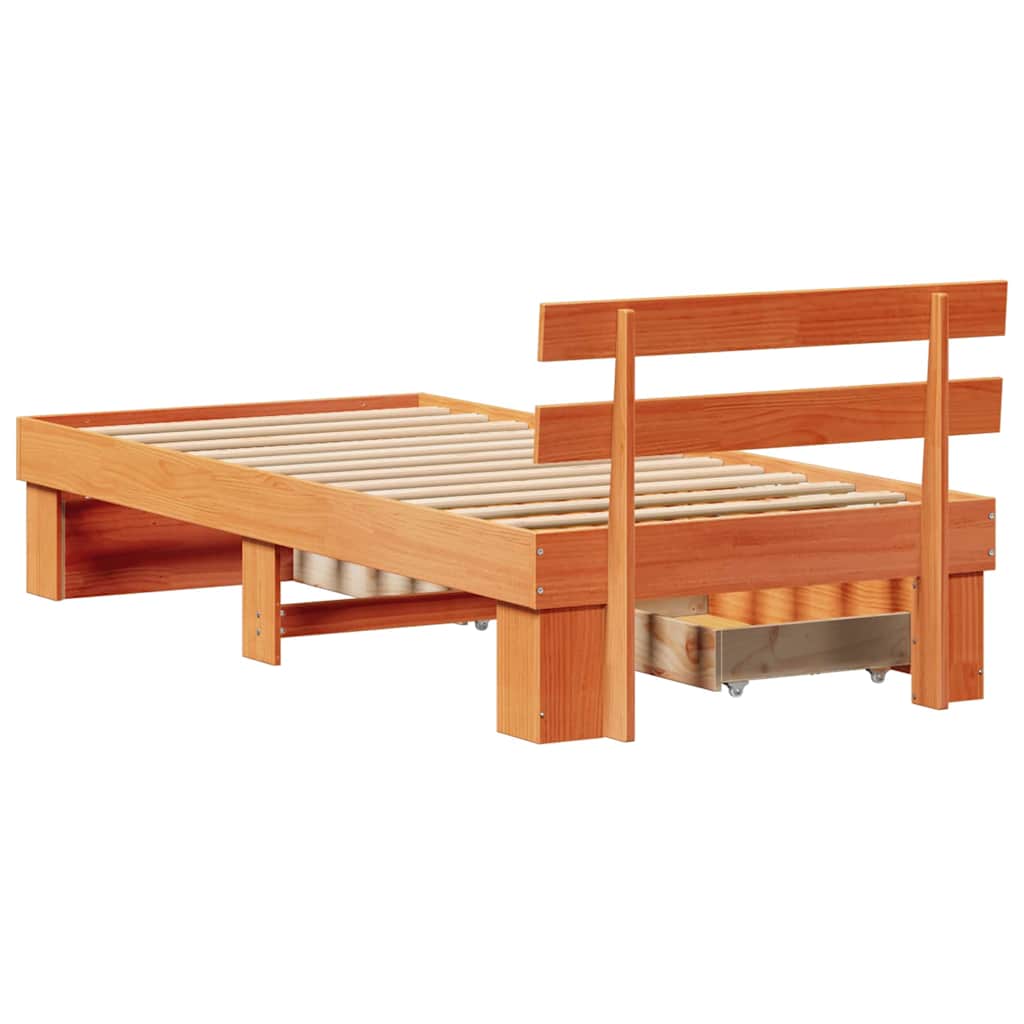 Struttura del letto Marrone cerato 100 x 200 cm Pino massello | homemem39