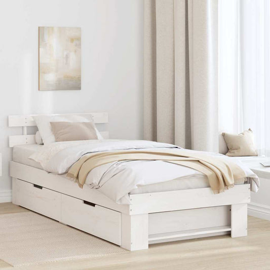 Struttura del letto Bianco 90 x 190 cm Pino massello | homemem39