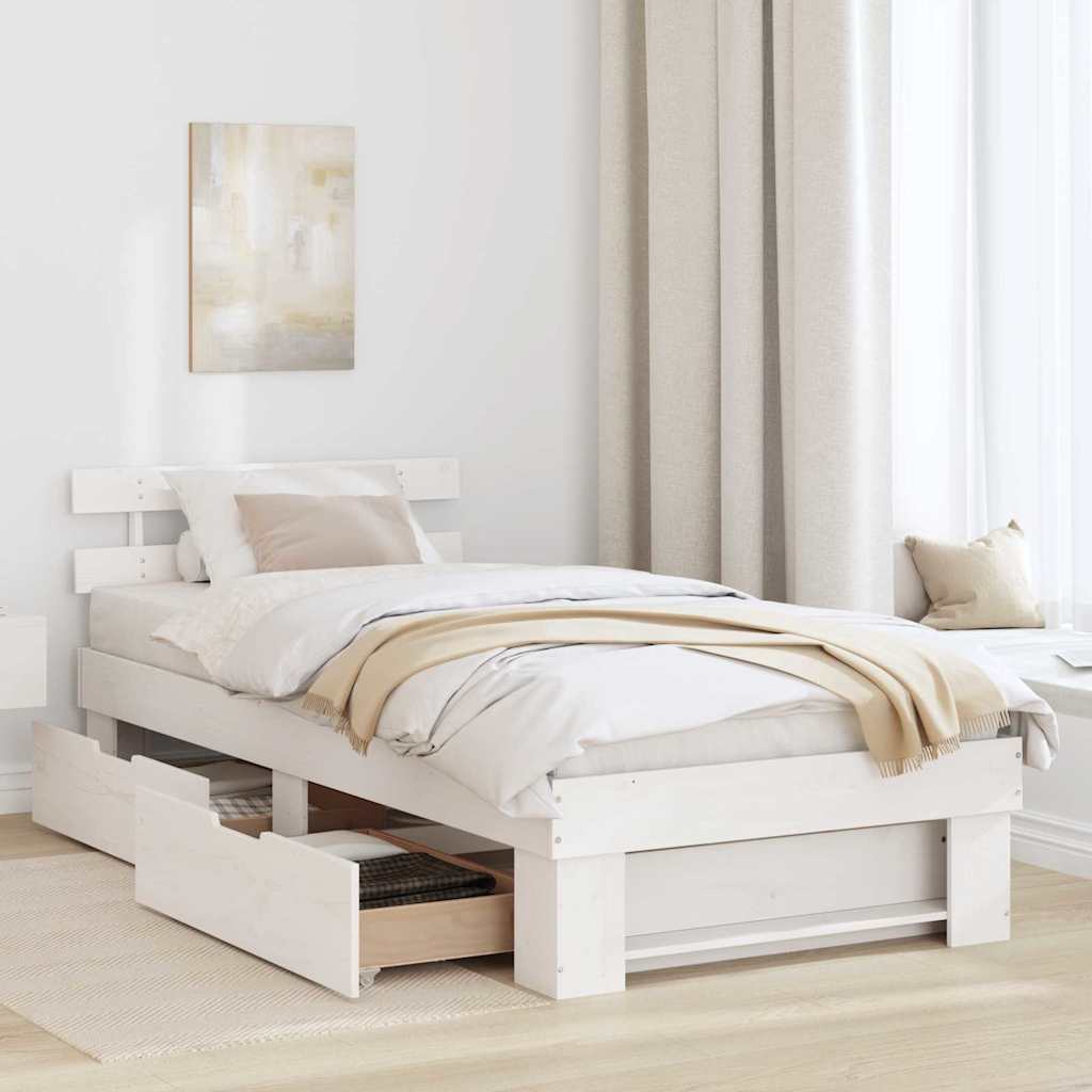Struttura del letto Bianco 90 x 190 cm Pino massello | homemem39