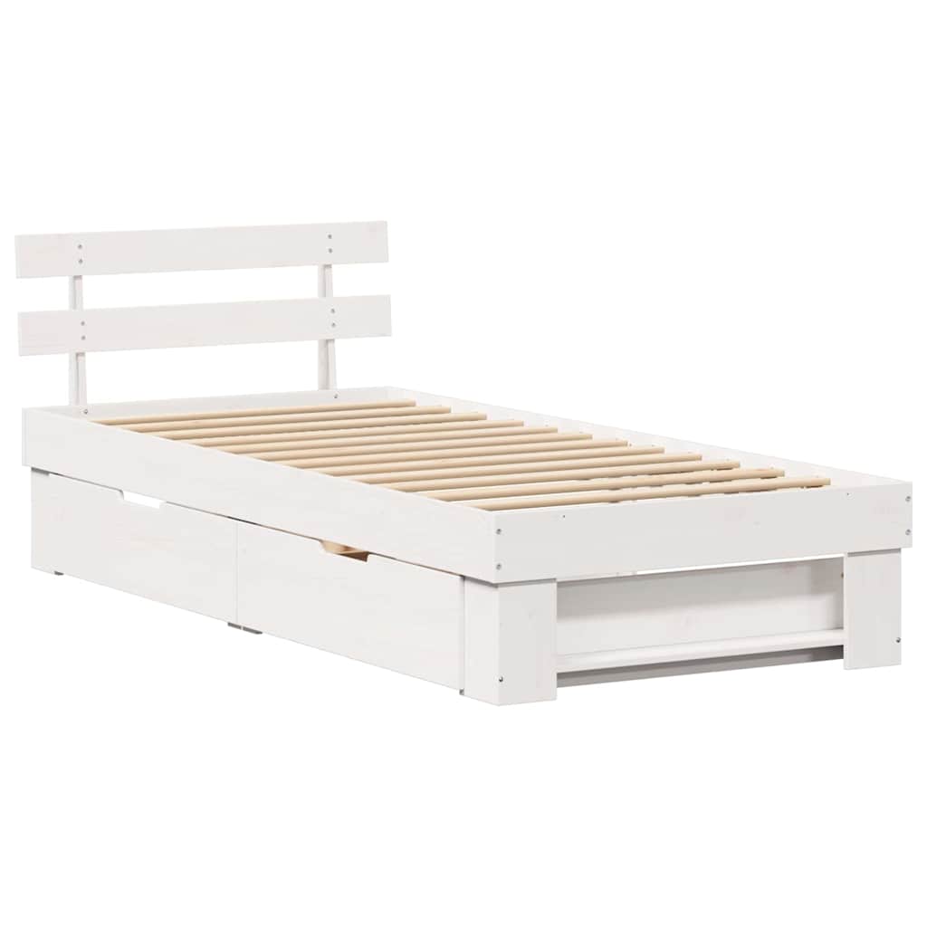 Struttura del letto Bianco 90 x 190 cm Pino massello | homemem39
