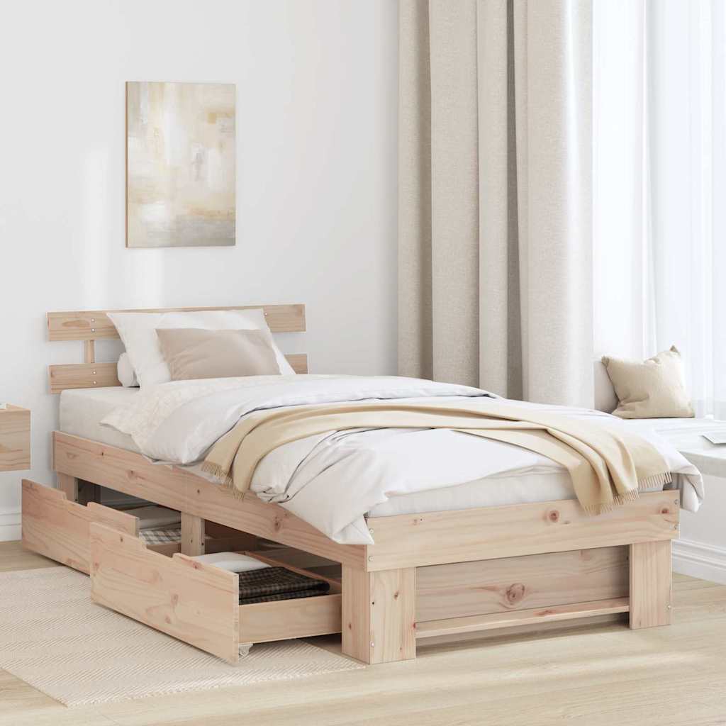Struttura del letto Naturale 75 x 190 cm Pino massello | homemem39