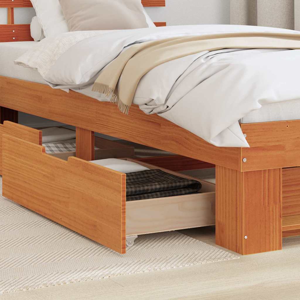 Struttura del letto Marrone cerato 75 x 190 cm Pino massello | homemem39