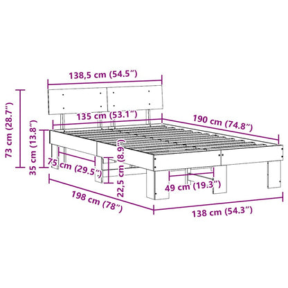 Struttura del letto Marrone cerato 135 x 190 cm Pino massello