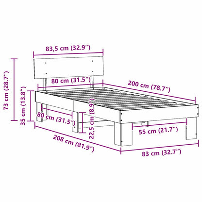 Struttura del letto Bianco 80 x 200 cm Pino massello | homemem39