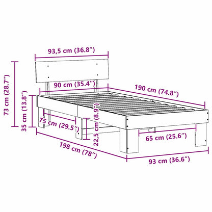 Struttura del letto Marrone cerato 90 x 190 cm Pino massello | homemem39