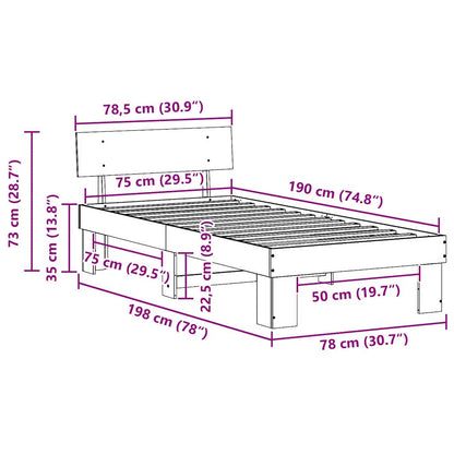 Struttura del letto Marrone cerato 75 x 190 cm Pino massello | homemem39