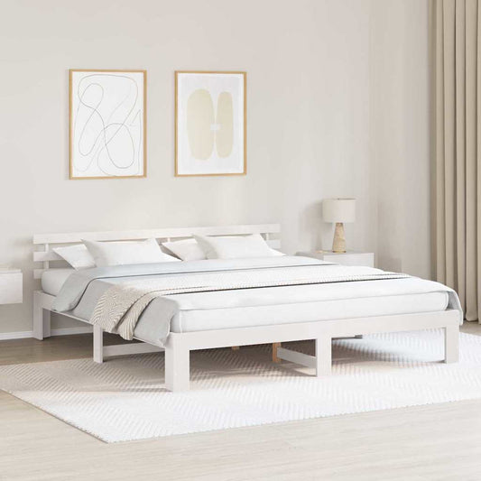 Struttura del letto Bianco 200 x 200 cm Pino massello | homemem39