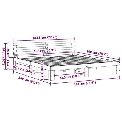 Struttura del letto Bianco 180 x 200 cm Pino massello