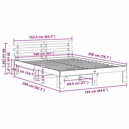 Struttura del letto Bianco 160 x 200 cm Pino massello