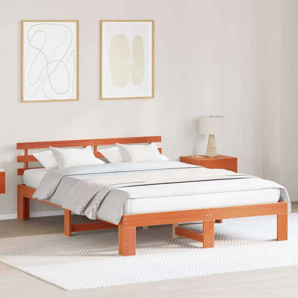 Struttura del letto Marrone cerato 160 x 200 cm Pino massello | homemem39