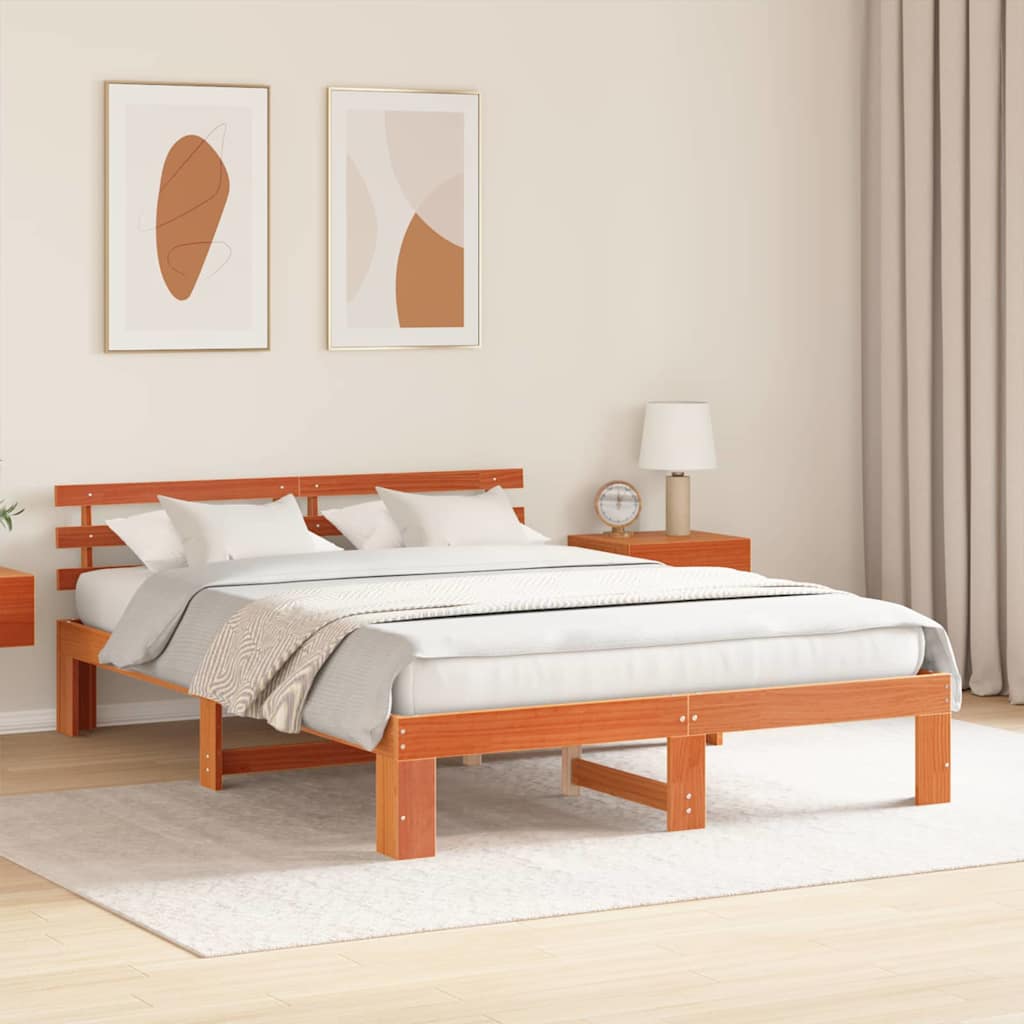 Struttura del letto Marrone cerato 160 x 200 cm Pino massello | homemem39