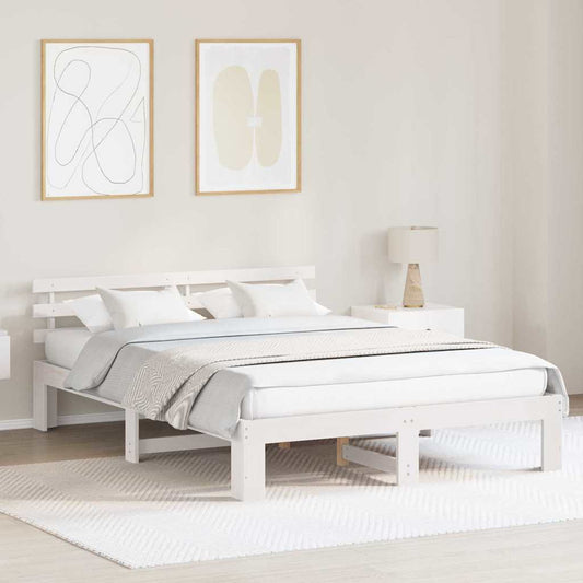 Struttura del letto Bianco 150 x 200 cm Pino massello | homemem39