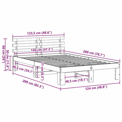 Struttura del letto Marrone cerato 120 x 200 cm Pino massello
