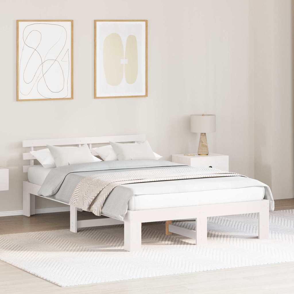 Struttura del letto Bianco 140 x 190 cm Pino massello | homemem39
