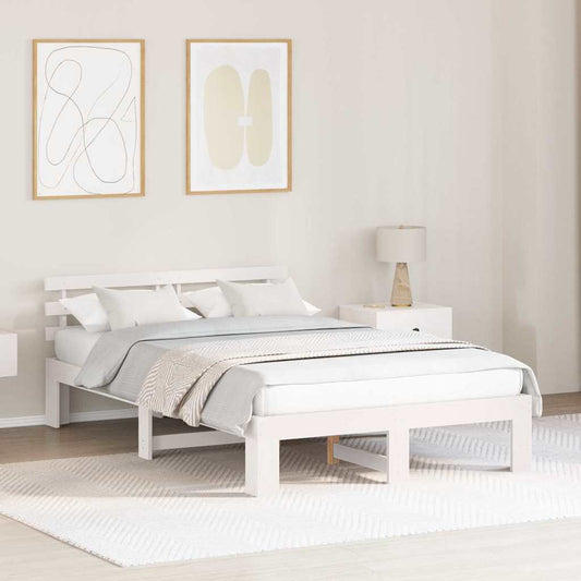 Struttura del letto Bianco 135 x 190 cm Pino massello | homemem39
