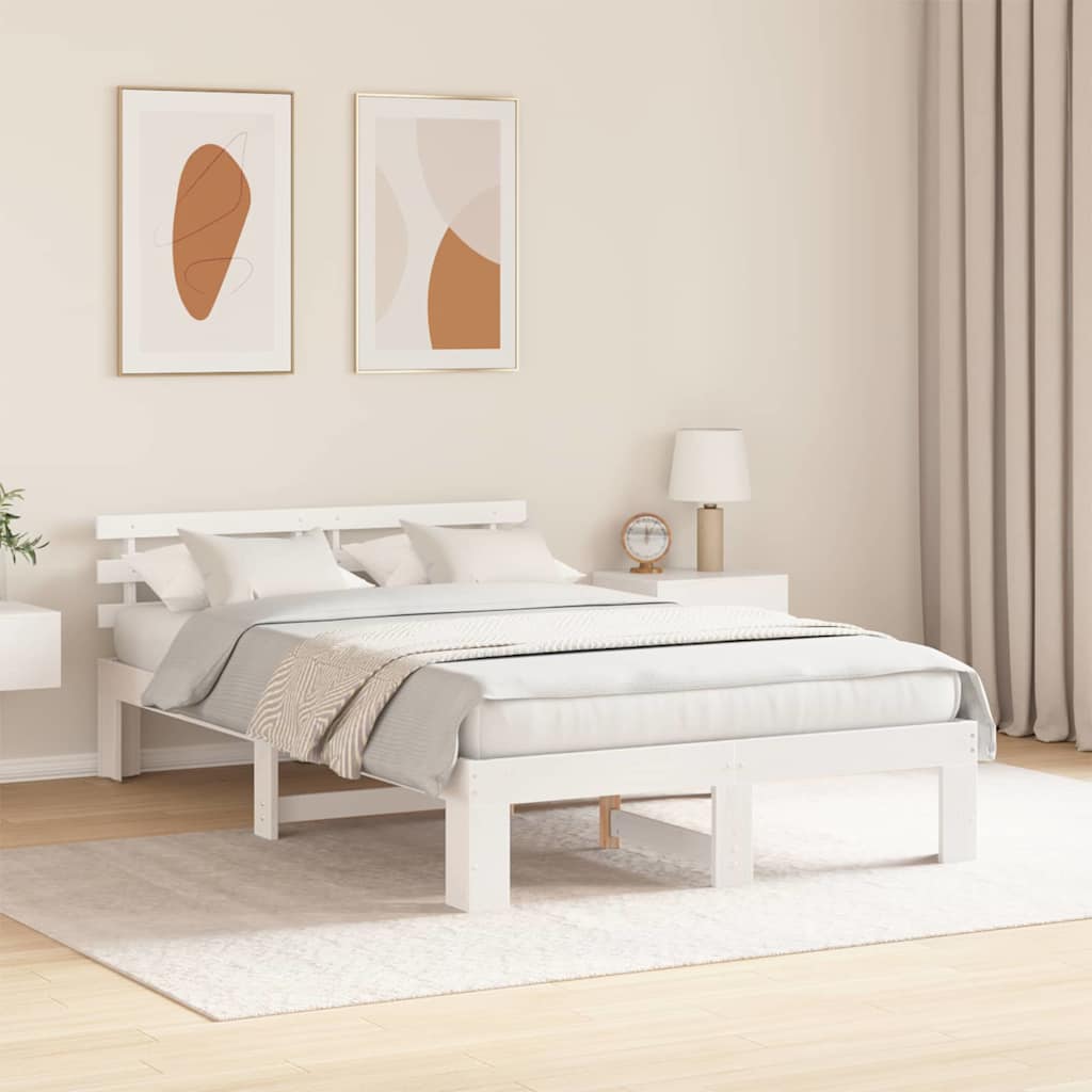 Struttura del letto Bianco 135 x 190 cm Pino massello | homemem39