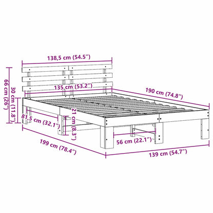 Struttura del letto Bianco 135 x 190 cm Pino massello