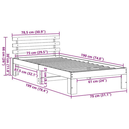 Struttura del letto Bianco 75 x 190 cm Pino massello | homemem39