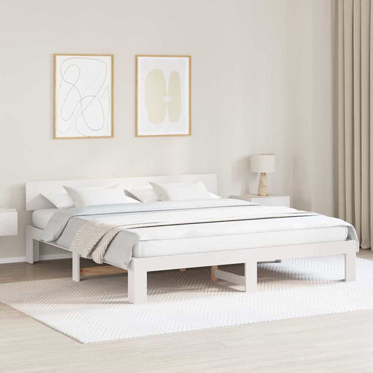 Struttura del letto Bianco 200 x 200 cm Pino massello | homemem39
