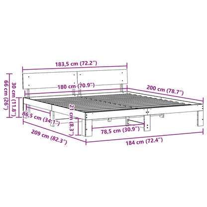 Struttura del letto Naturale 180 x 200 cm Pino massello
