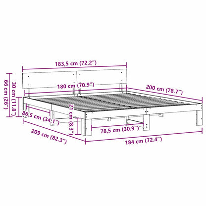 Struttura del letto Marrone cerato 180 x 200 cm Pino massello