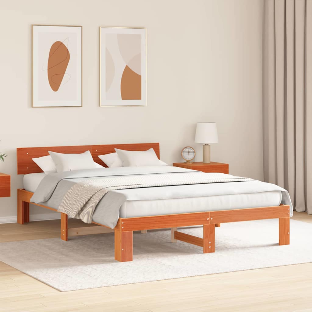 Struttura del letto Marrone cerato 160 x 200 cm Pino massello | homemem39