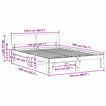 Struttura del letto Bianco 150 x 200 cm Pino massello