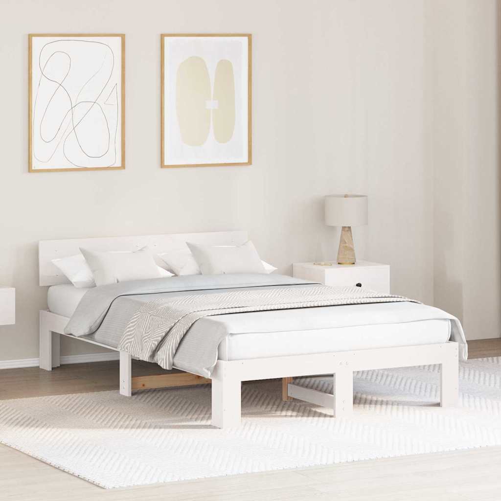 Struttura del letto Bianco 140 x 190 cm Pino massello