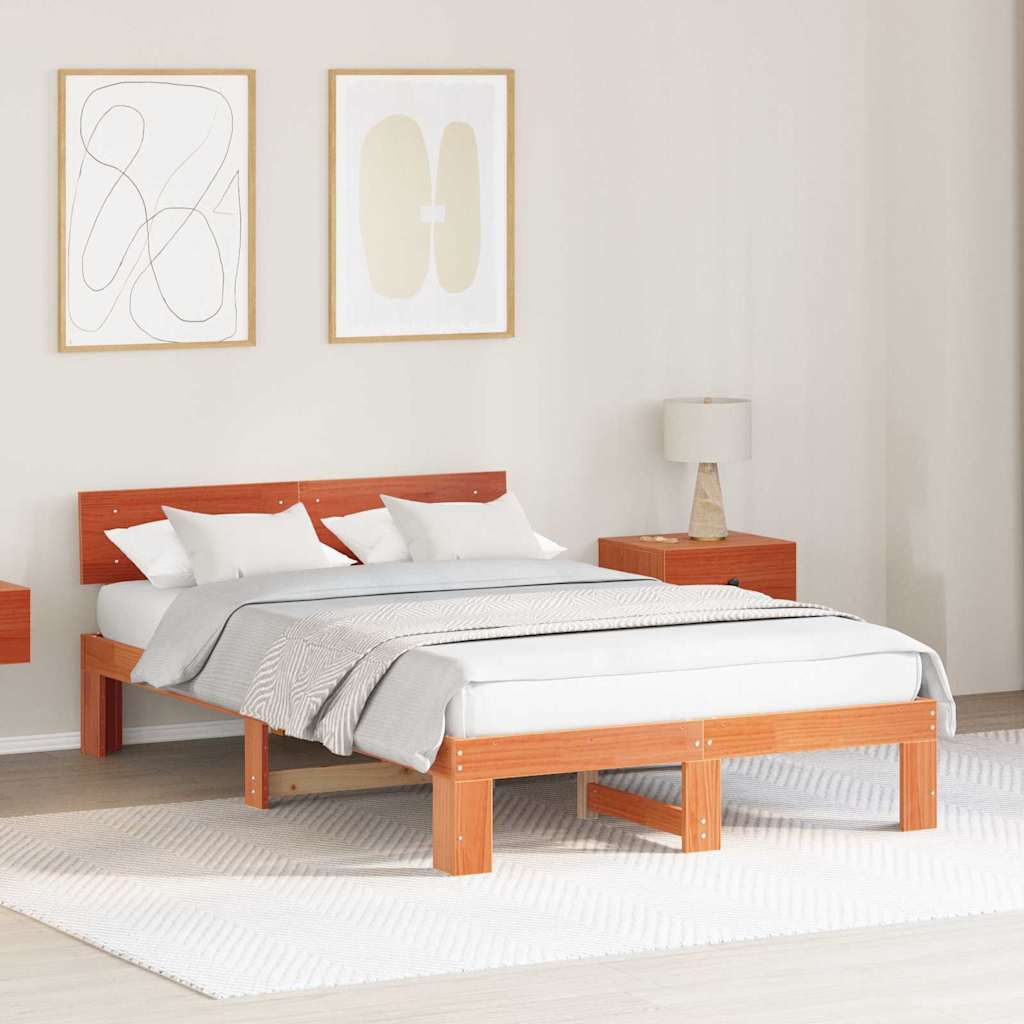 Struttura del letto Marrone cerato 140 x 190 cm Pino massello | homemem39